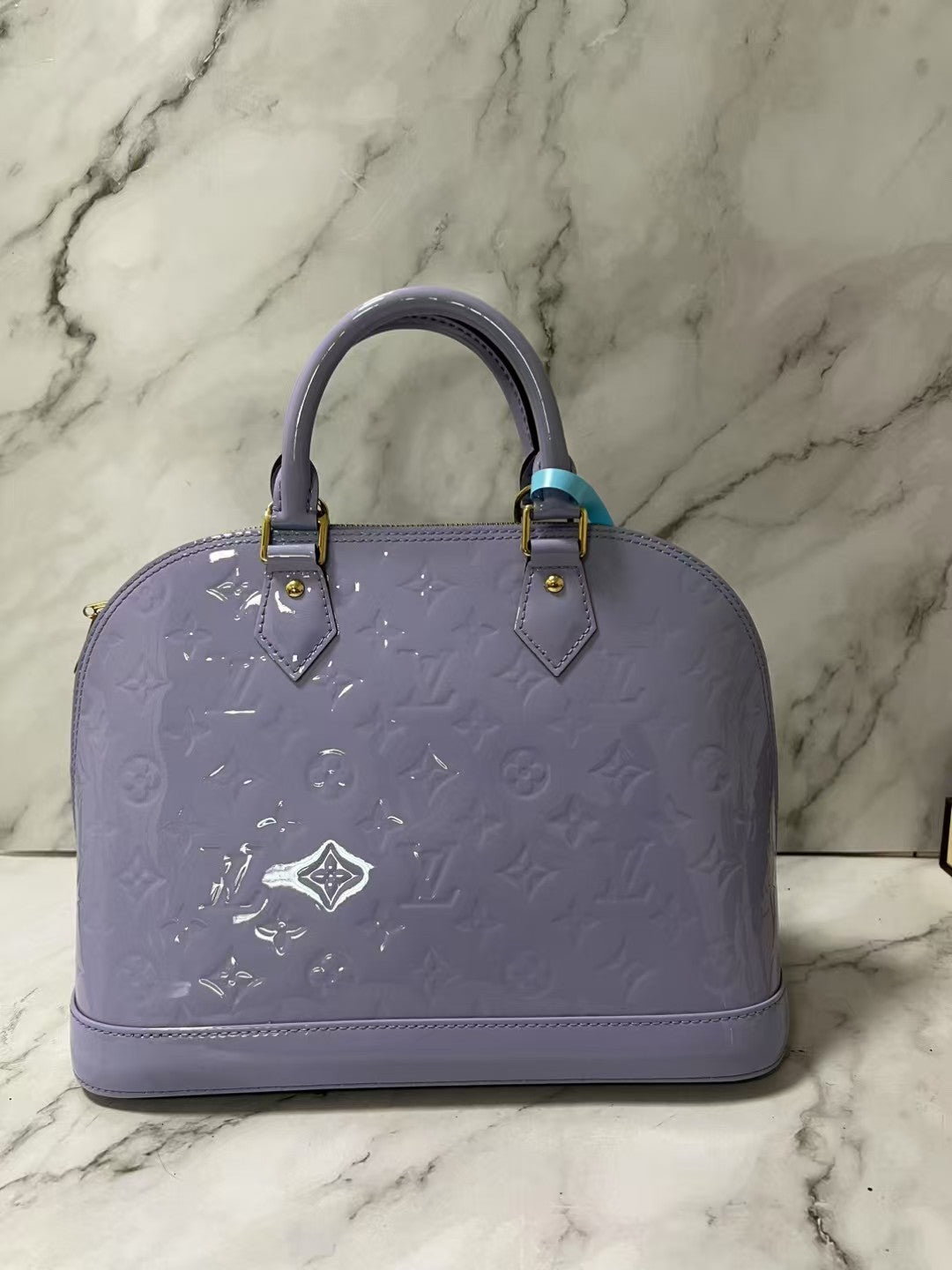 Louis Vuitton Alma PM Lilac Monogram Vernis Patent Leather Handbag