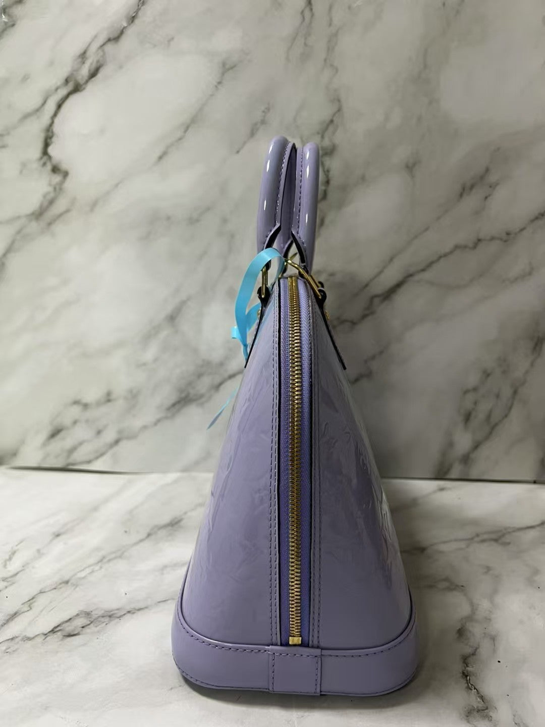 Louis Vuitton Alma PM Lilac Monogram Vernis Patent Leather Handbag