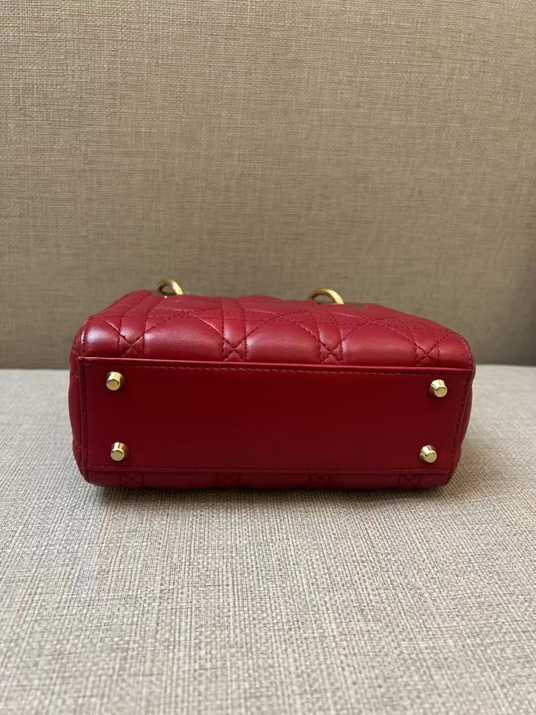 Christian Dior Lady Dior Small Red Cannage Lambskin Leather Bag