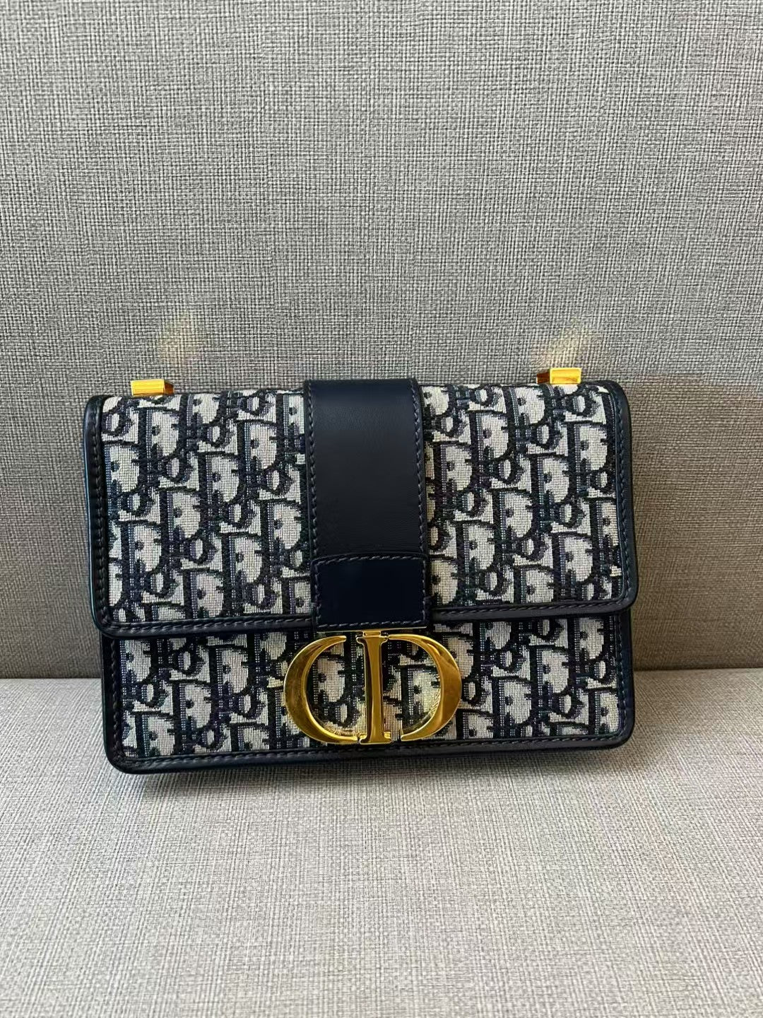 Christian Dior 30 Montaigne Blue Dior Oblique Jacquard Flap Bag