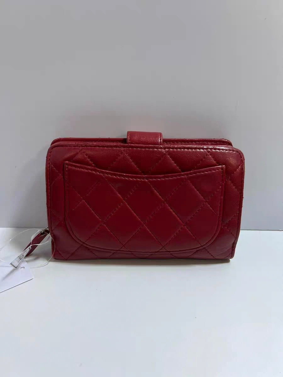 Chanel Classic Red Quilted Lambskin Long Wallet