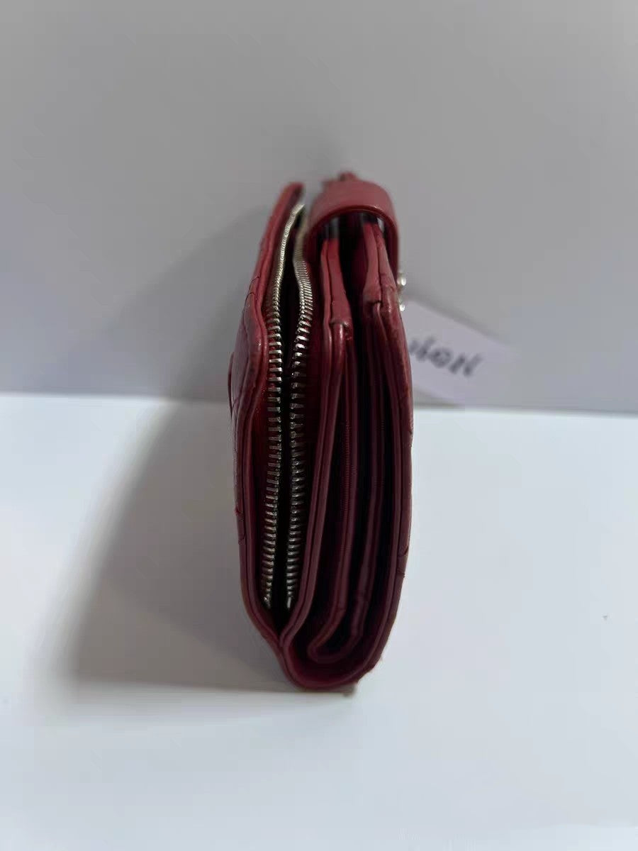Chanel Classic Red Quilted Lambskin Long Wallet