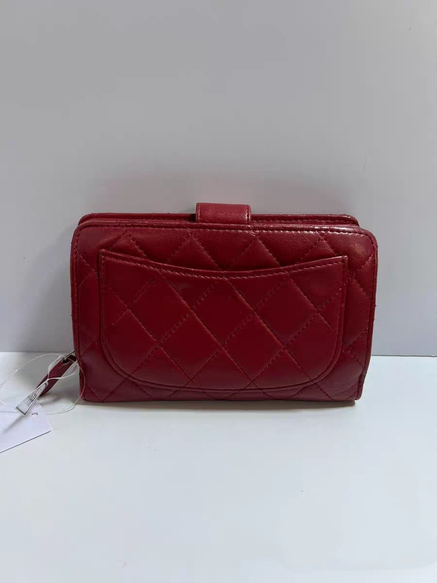 Chanel Classic Red Quilted Lambskin Long Wallet