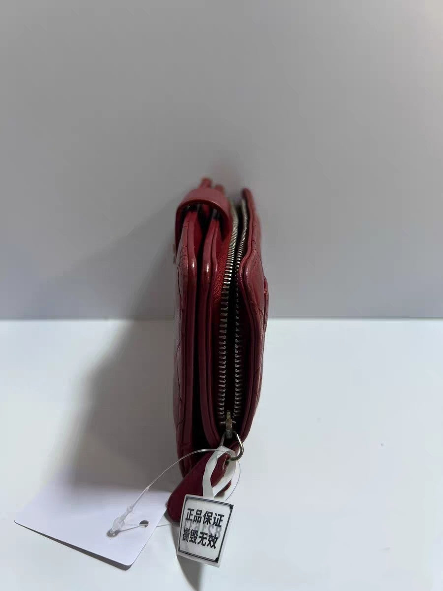 Chanel Classic Red Quilted Lambskin Long Wallet