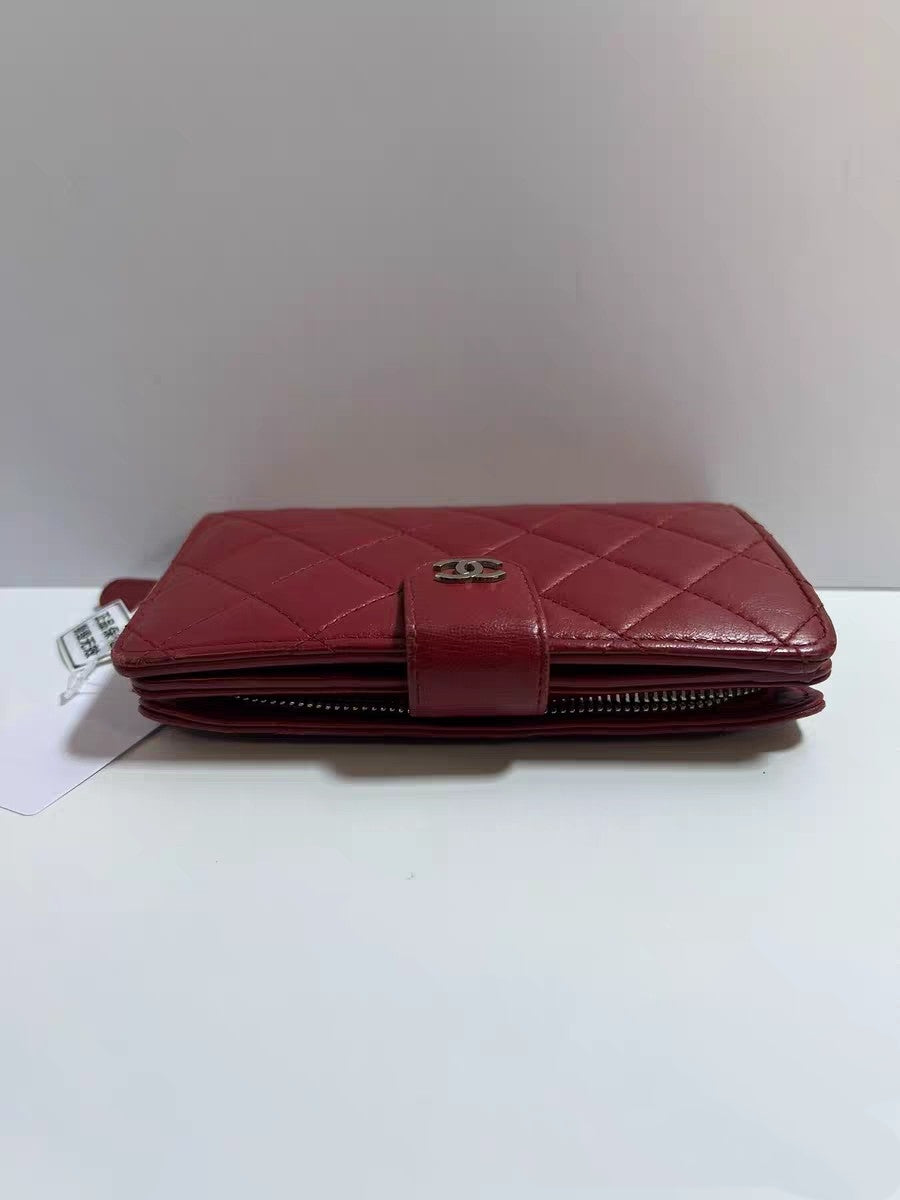 Chanel Classic Red Quilted Lambskin Long Wallet