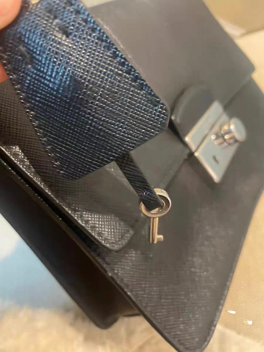Prada Cahier Black Saffiano Leather Shoulder Bag