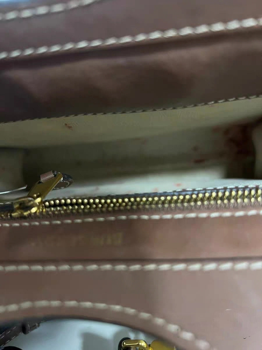 Burberry Horseferry Pocket Beige Canvas & Brown Leather Pocket Bag