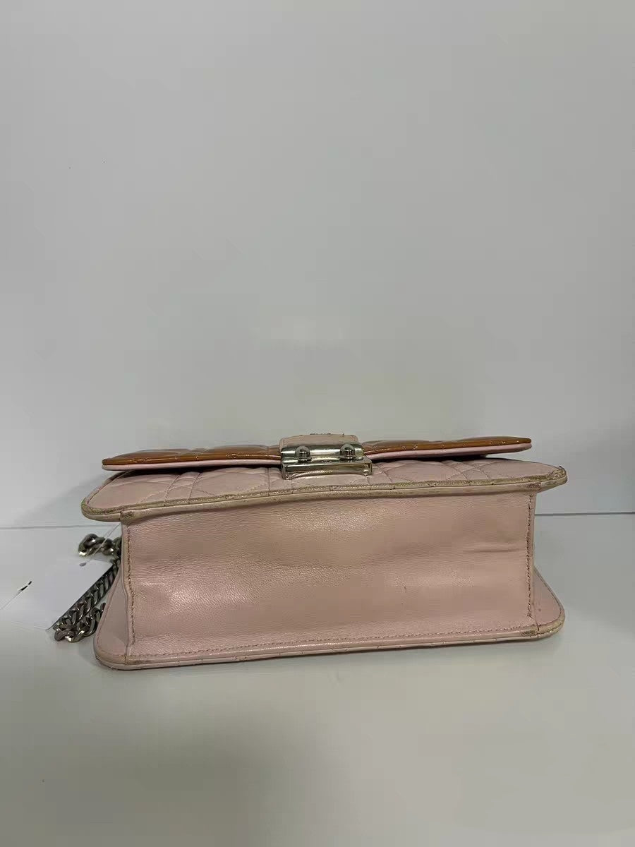 Christian Dior Miss Dior Two-Tone Pink Patent & Leather Wallet on Chain (WOC)