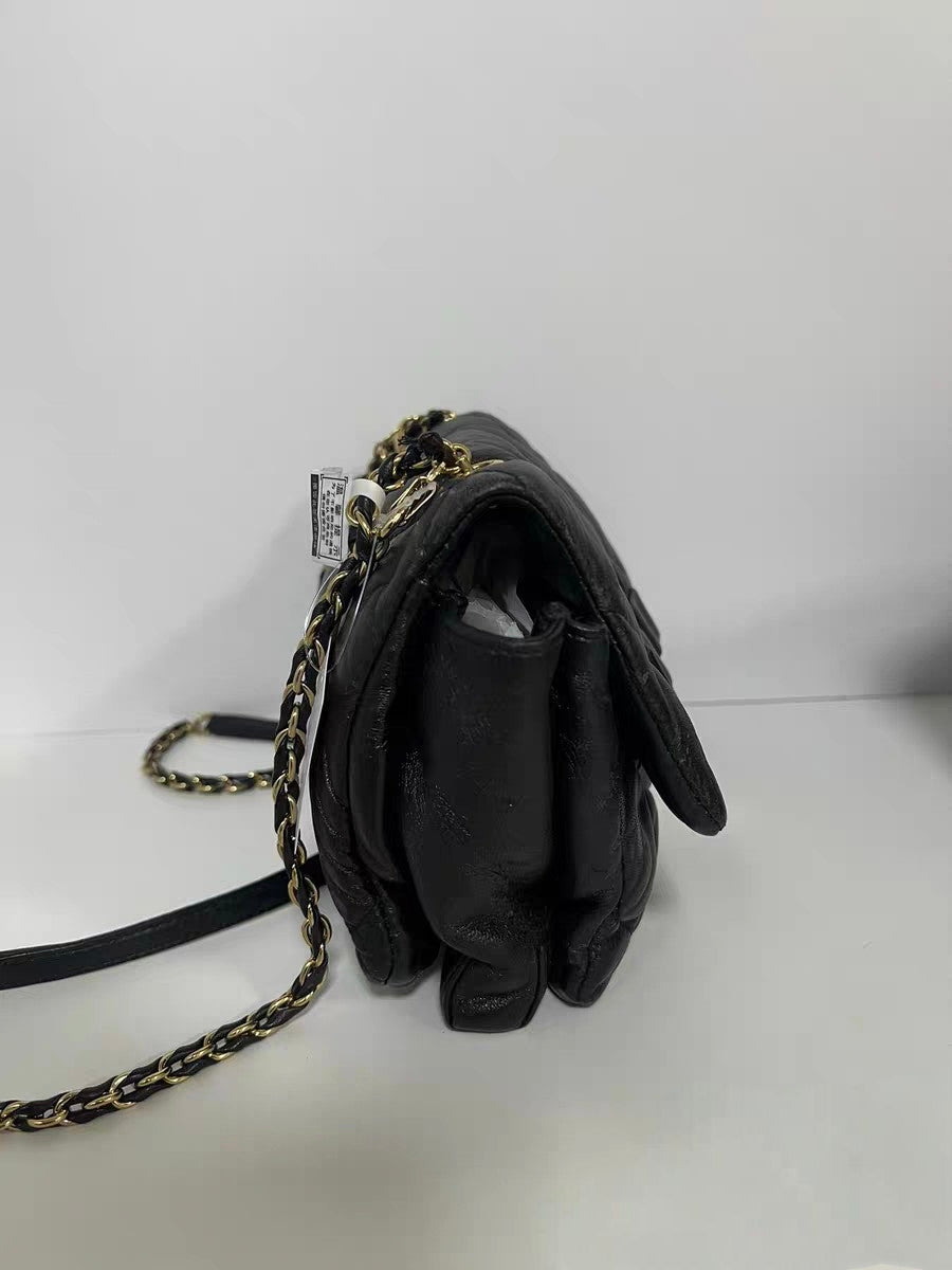 Salvatore Ferragamo Black Quilted Leather Chain Shoulder Bag