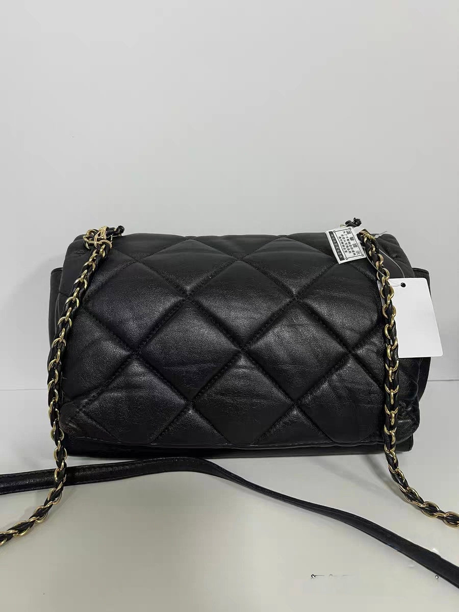 Salvatore Ferragamo Black Quilted Leather Chain Shoulder Bag