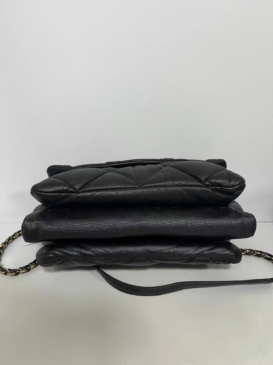 Salvatore Ferragamo Black Quilted Leather Chain Shoulder Bag