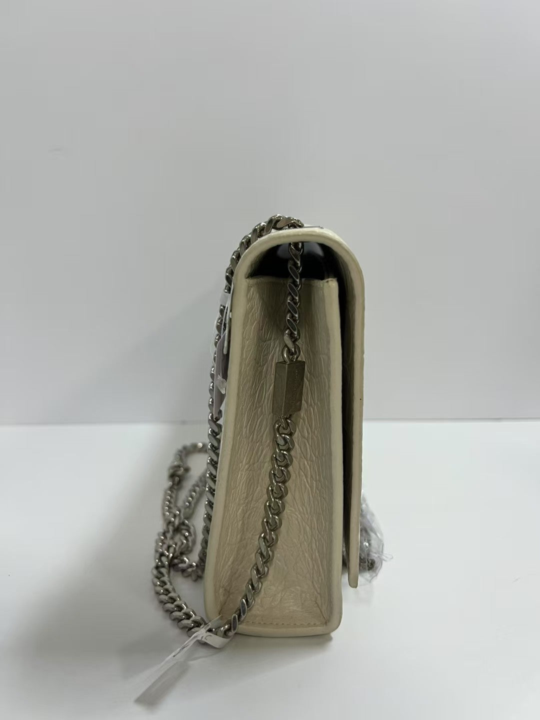 Saint Laurent Kate Cream Crocodile-Embossed Leather Tassel Chain Bag