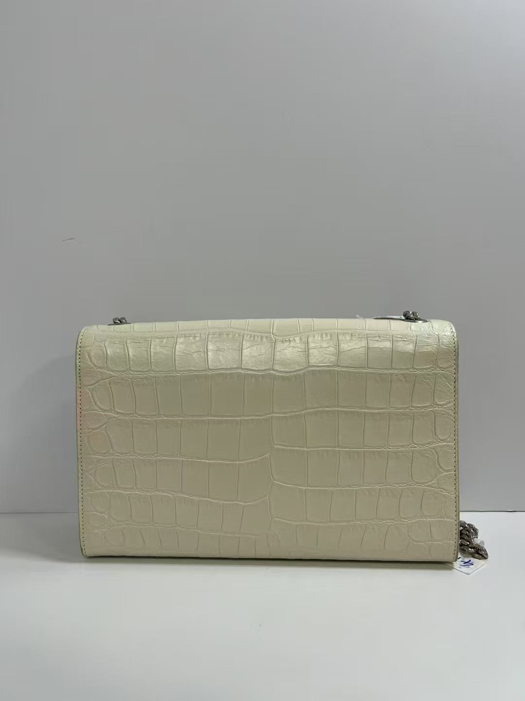 Saint Laurent Kate Cream Crocodile-Embossed Leather Tassel Chain Bag