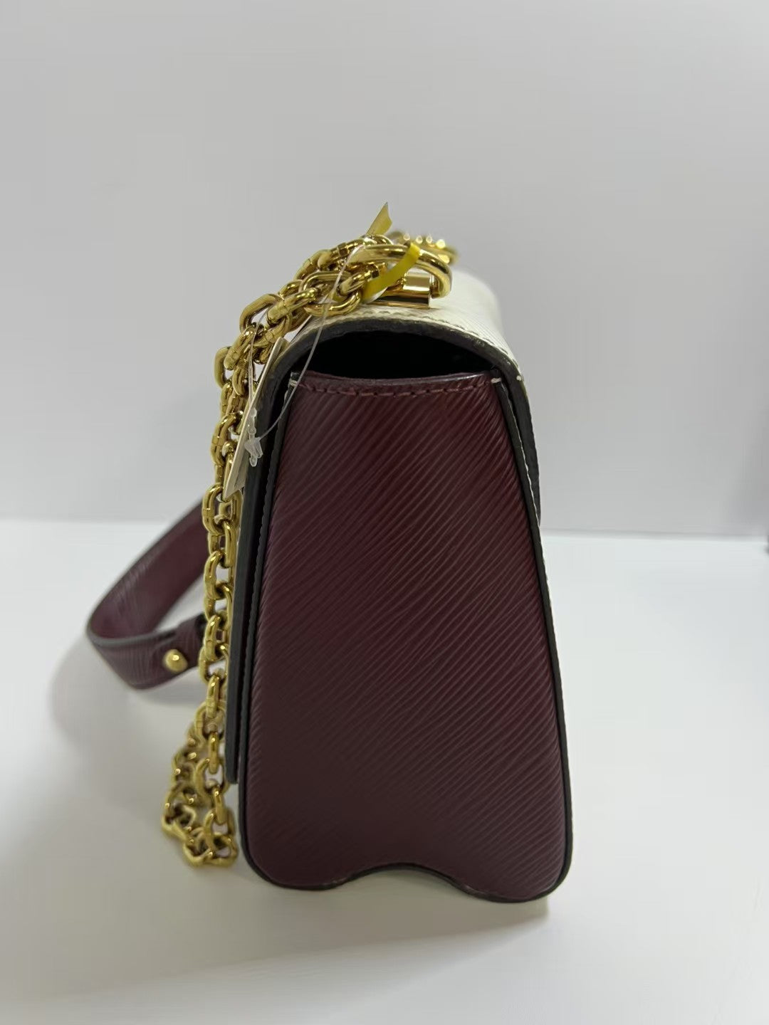 Louis Vuitton Twist MM White & Burgundy Epi Leather Chain Bag