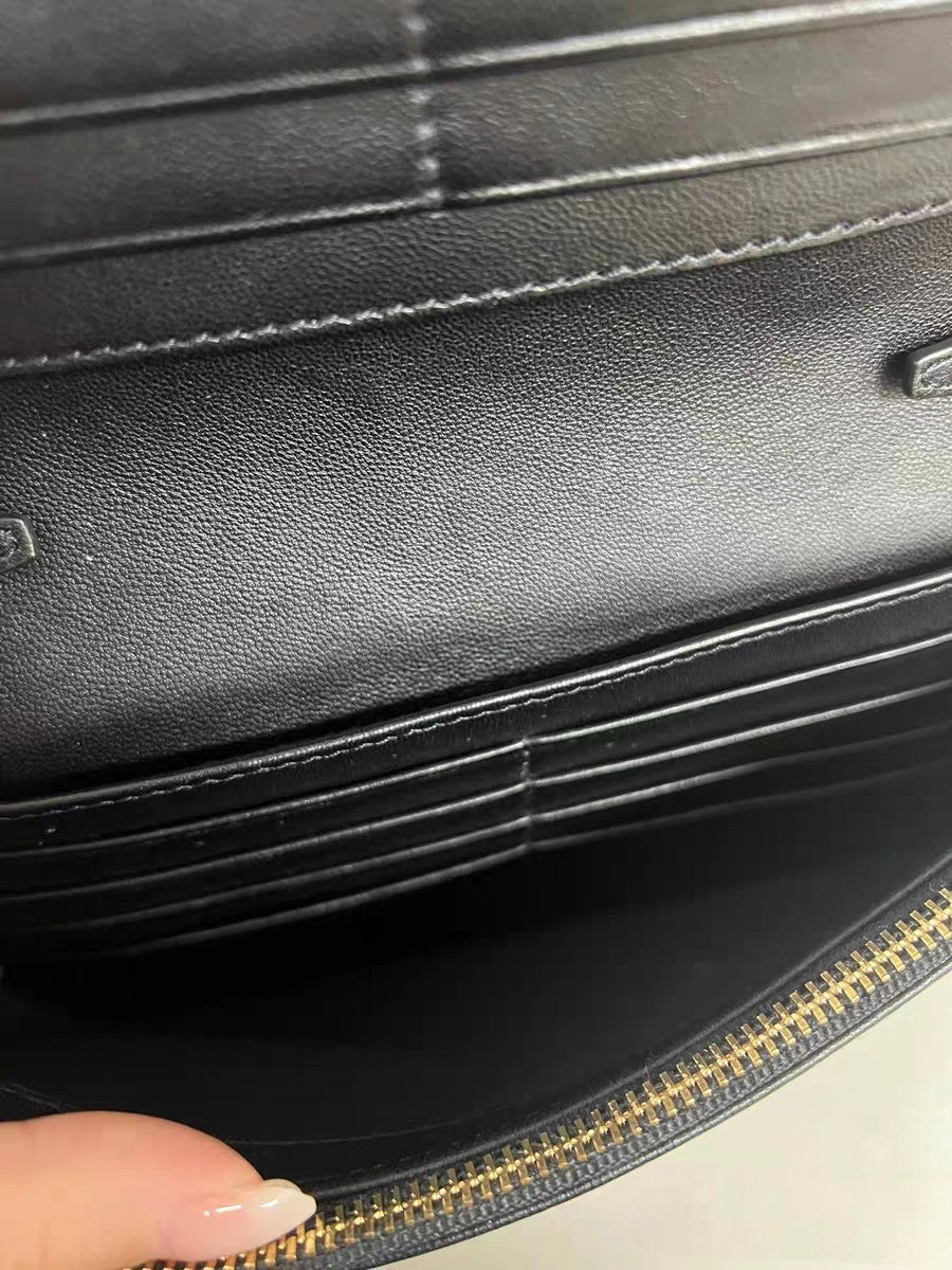 Tory Burch Fleming Black Leather Wallet-on-Chain Crossbody Bag