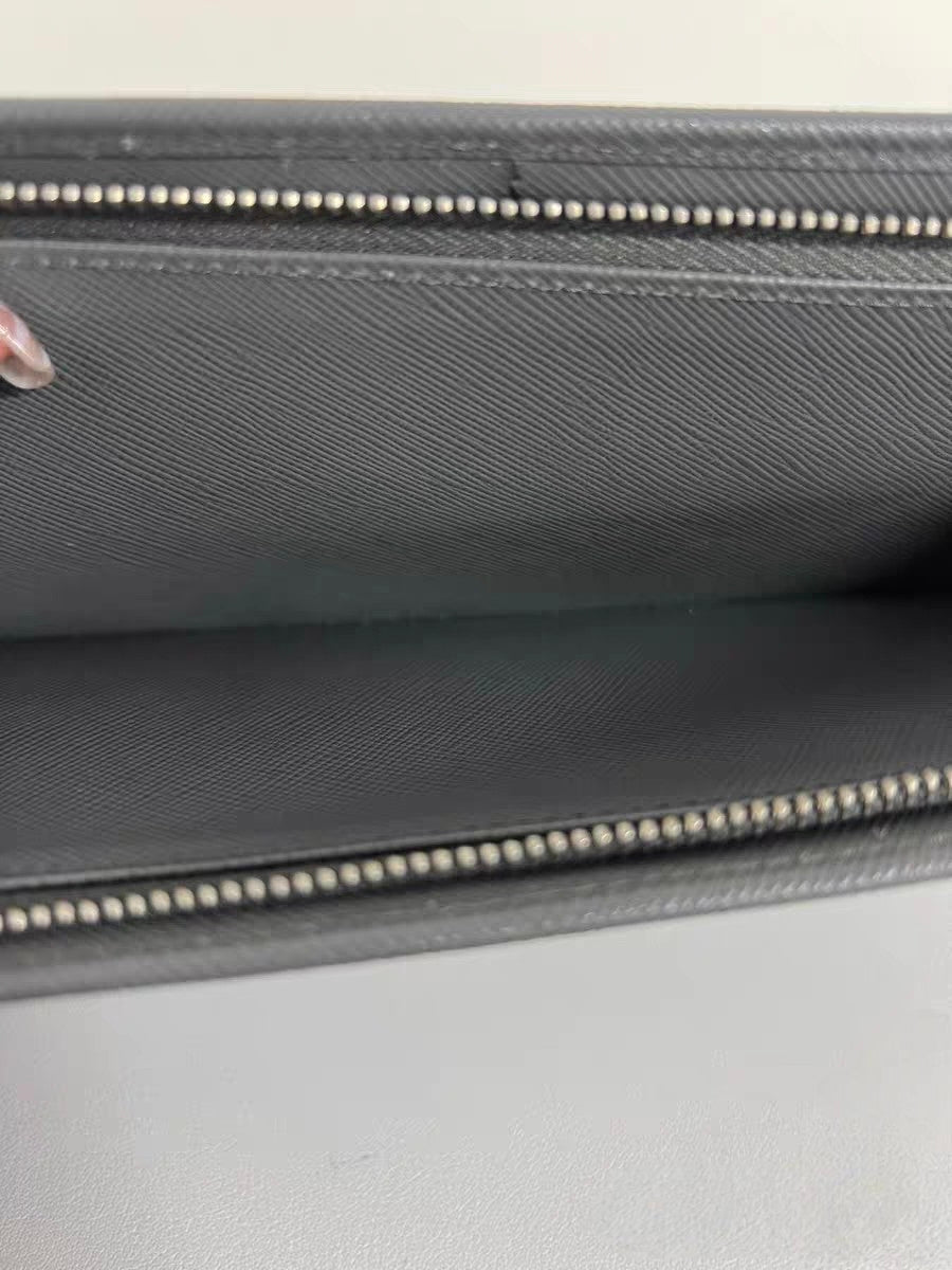 Prada Saffiano Gray Leather Long Wallet