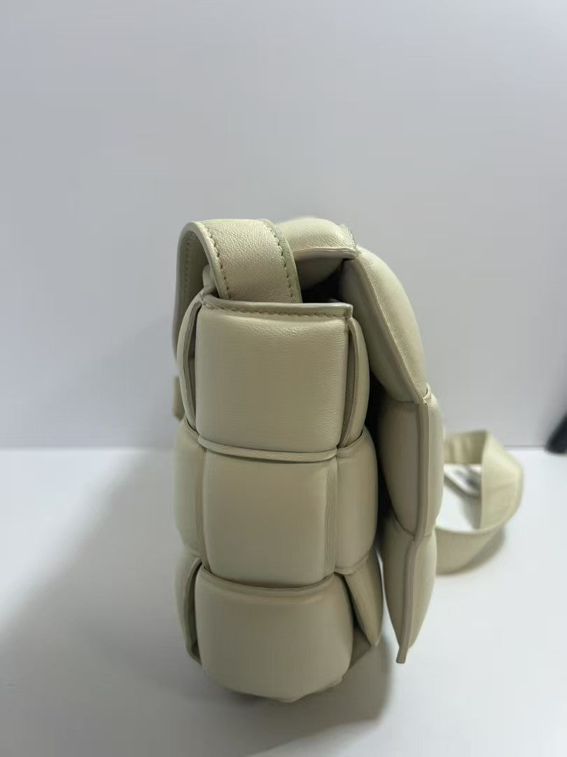 Bottega Veneta Padded Cassette Cream Intreccio Leather Crossbody Bag