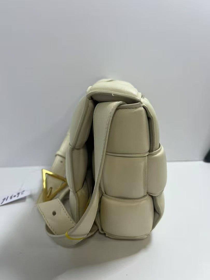 Bottega Veneta Padded Cassette Cream Intreccio Leather Crossbody Bag