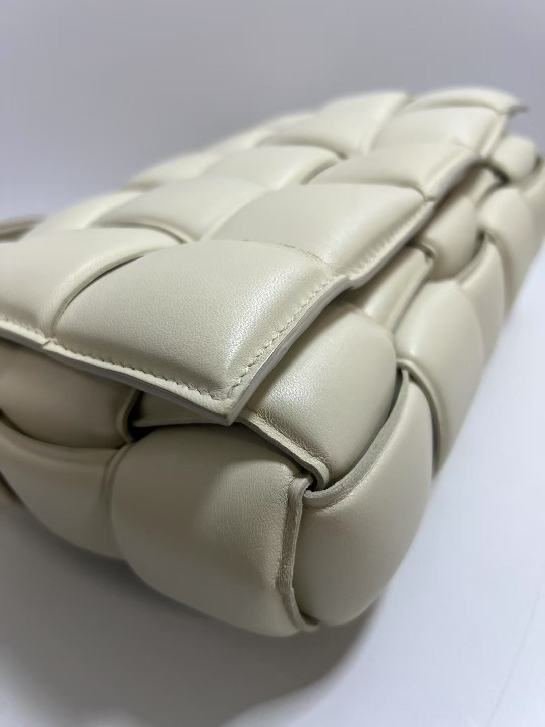 Bottega Veneta Padded Cassette Cream Intreccio Leather Crossbody Bag