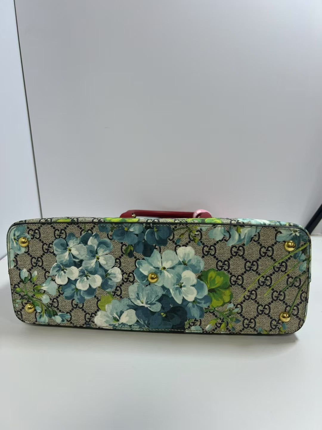 Gucci GG Blooms Blue Floral Coated Canvas Satchel Bag