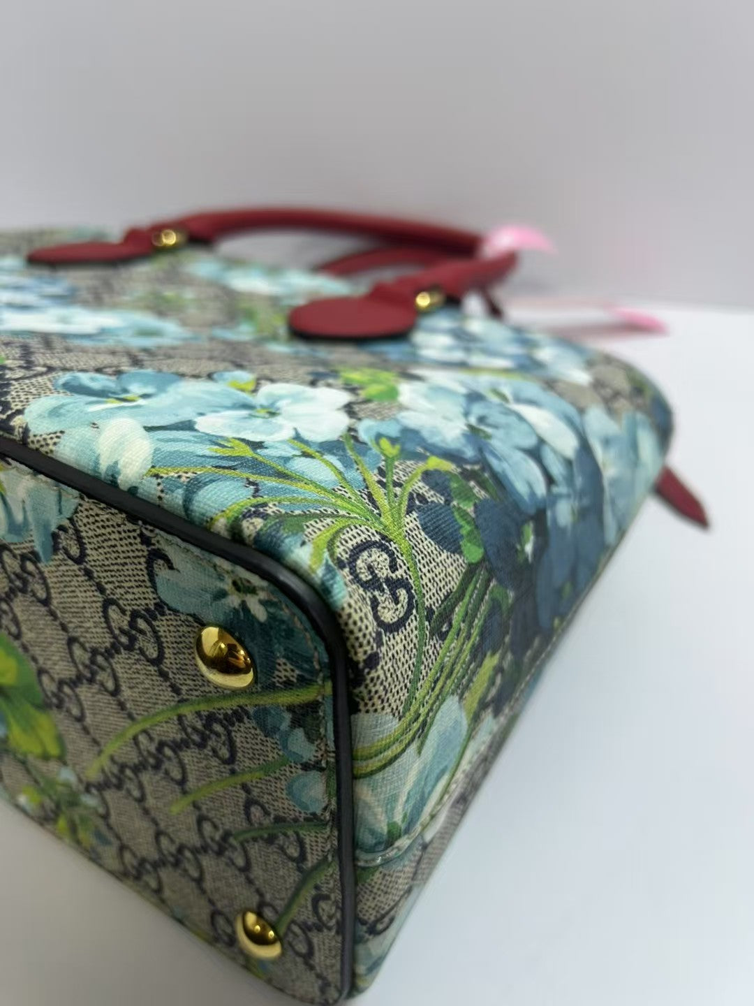 Gucci GG Blooms Blue Floral Coated Canvas Satchel Bag