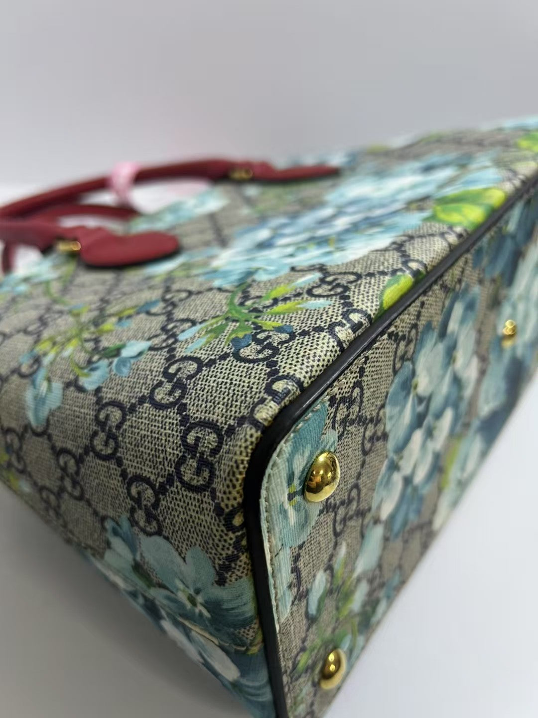 Gucci GG Blooms Blue Floral Coated Canvas Satchel Bag