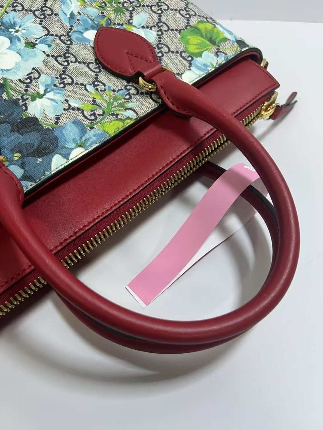 Gucci GG Blooms Blue Floral Coated Canvas Satchel Bag