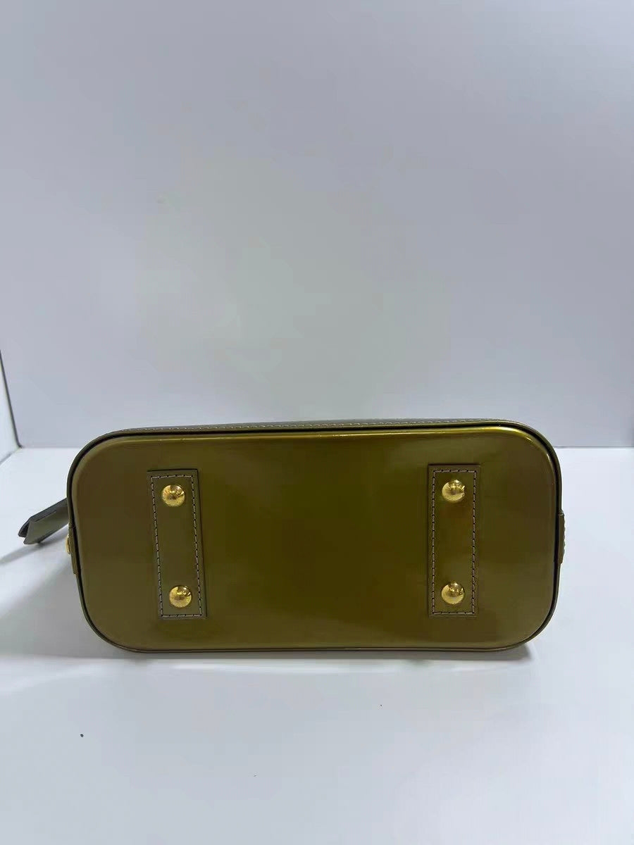 Louis Vuitton Alma BB Olive Green Vernis Monogram Handbag