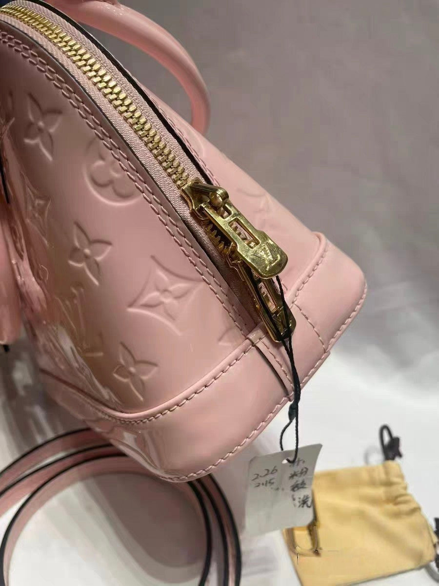 Louis Vuitton Alma BB Pink Vernis Monogram Handbag