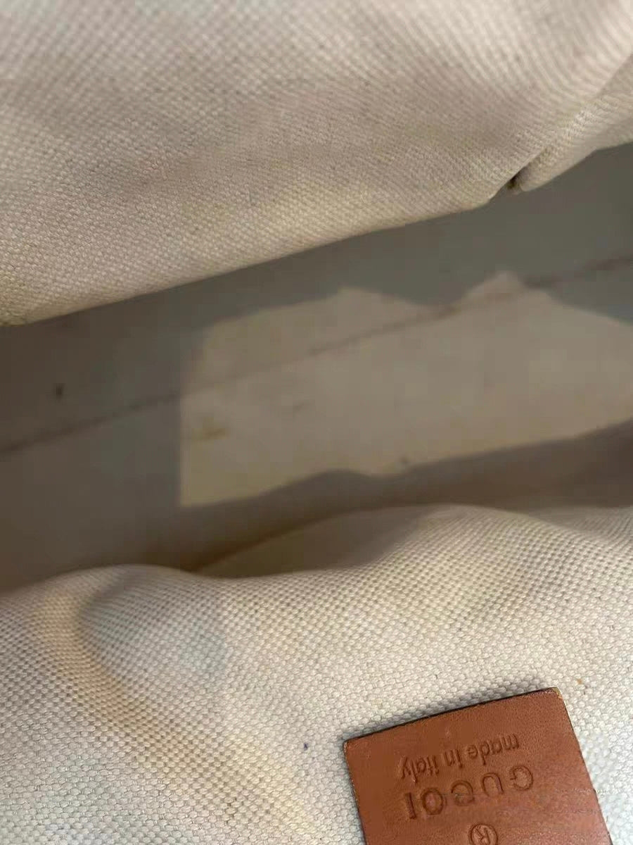 Gucci GG Monogram Web Beige Canvas / Brown Leather Tote Bag