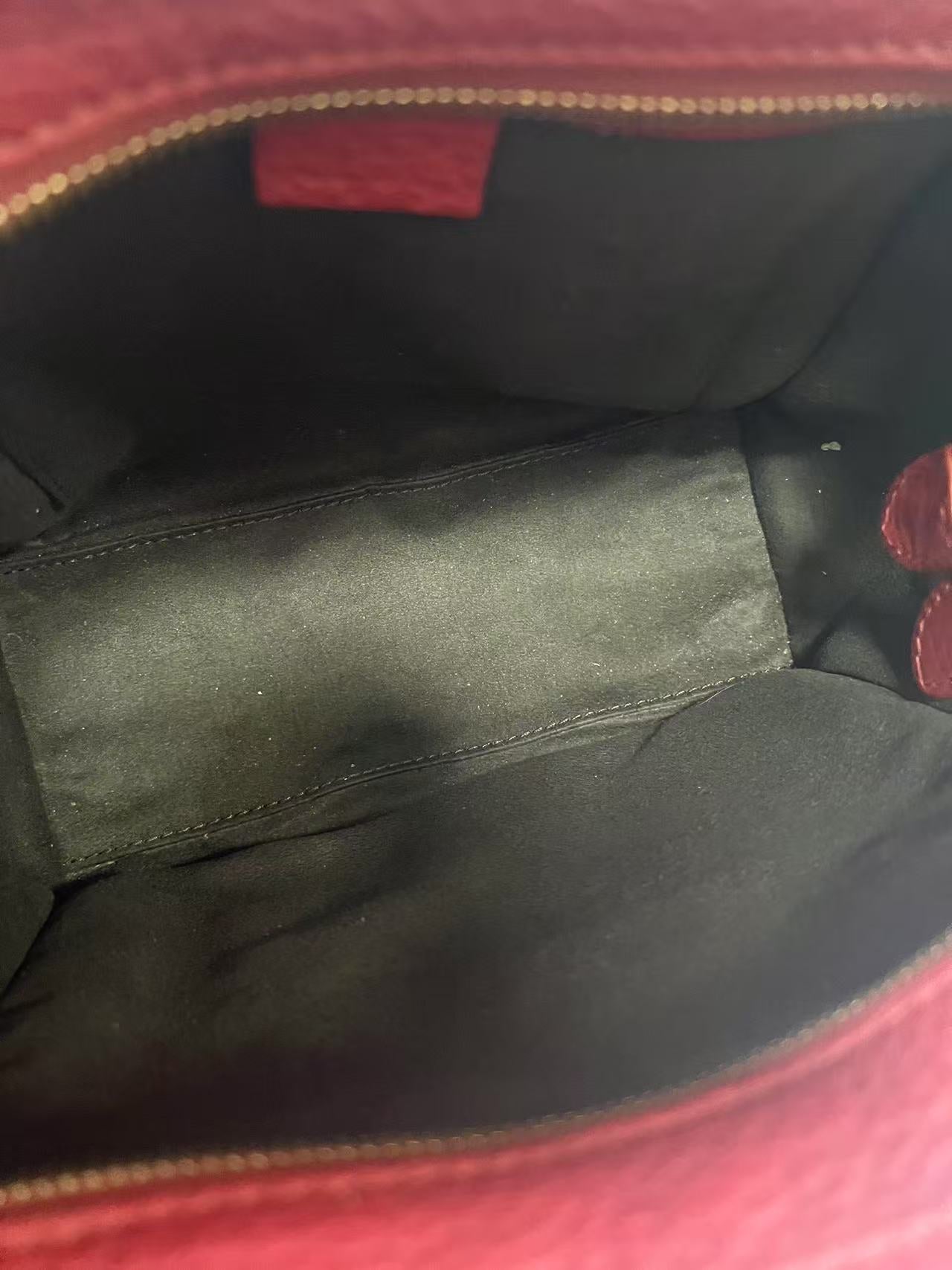 Celine Luggage Phantom Red Drummed Leather Tote Bag