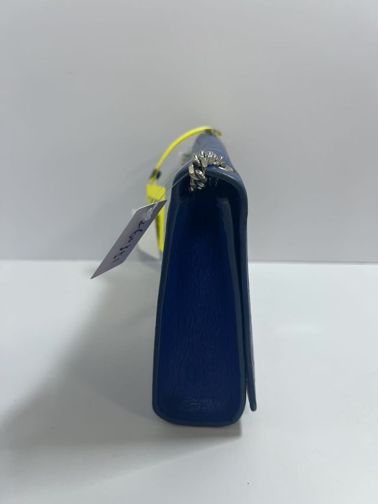 Saint Laurent Kate Blue Crocodile-Embossed Leather Shoulder Bag