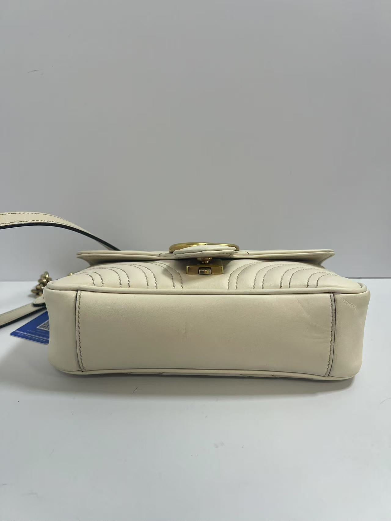 Gucci GG Marmont White Chevron-Quilted Leather Shoulder Bag