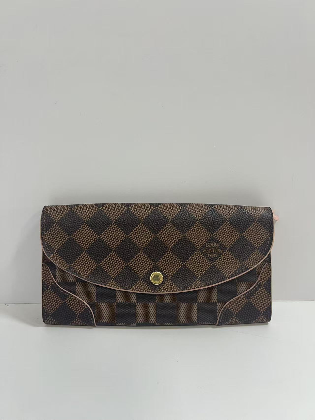 Louis Vuitton Caissa Damier Ebene Rose Ballerine Leather Wallet