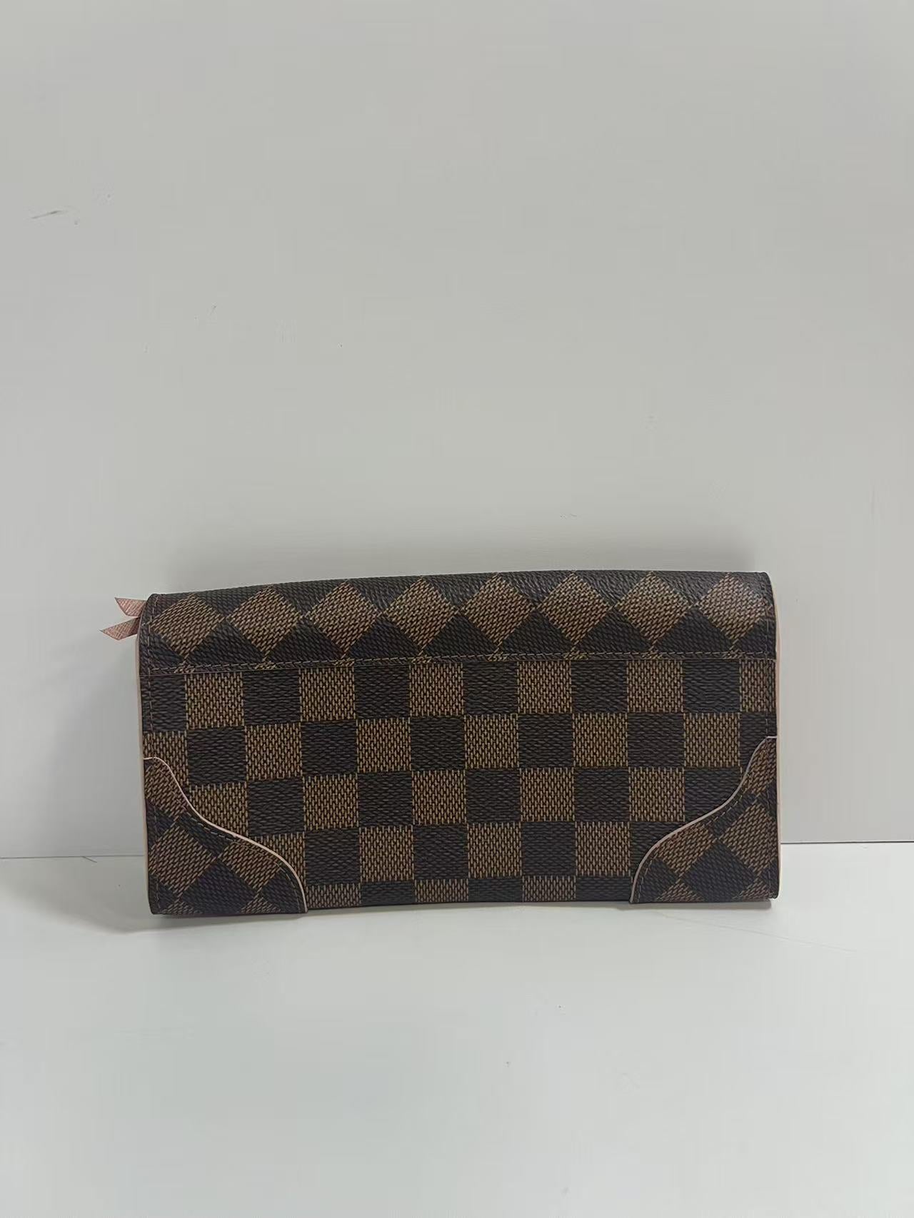 Louis Vuitton Caissa Damier Ebene Rose Ballerine Leather Wallet