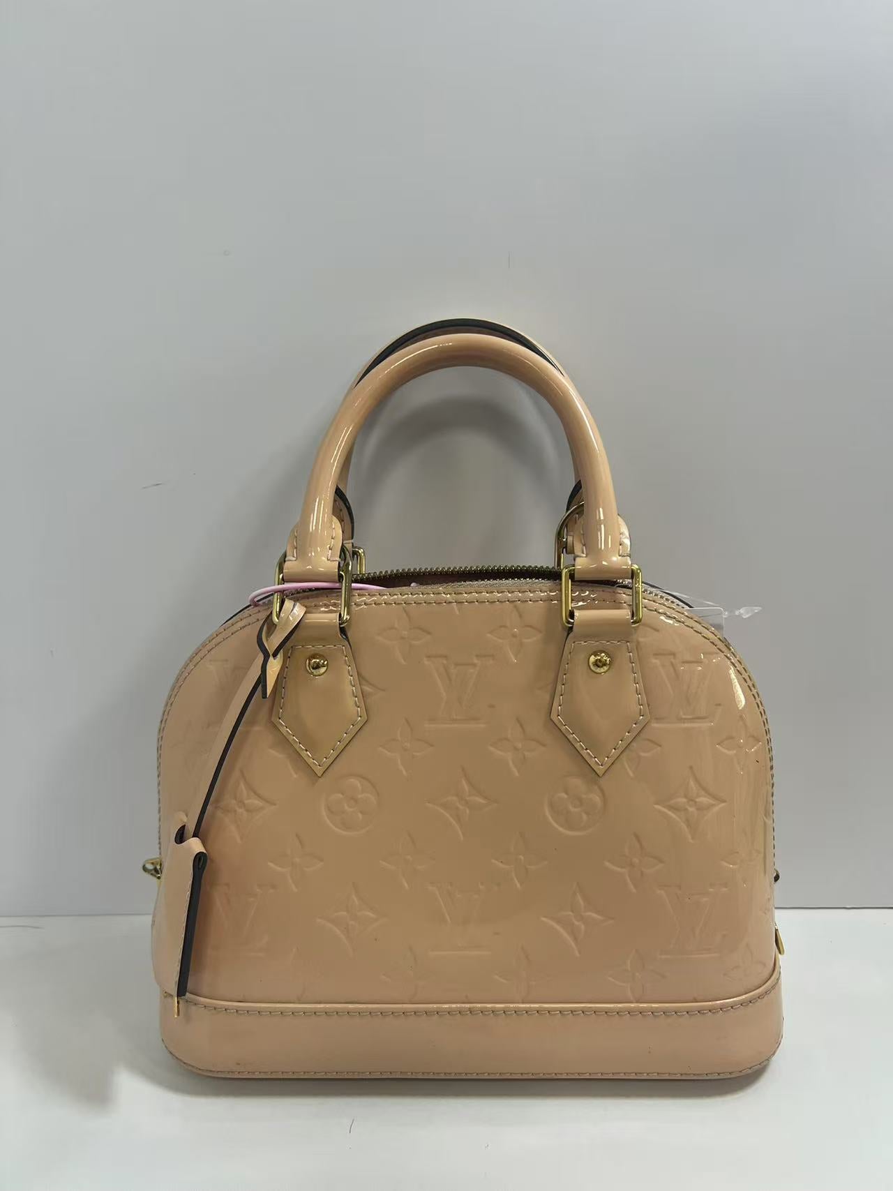 Louis Vuitton Alma BB Rose Ballerine Monogram Vernis Patent Leather Handbag