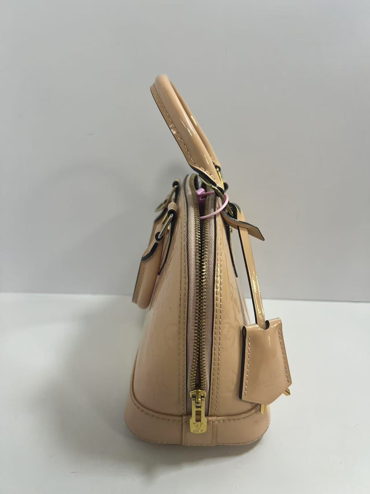 Louis Vuitton Alma BB Rose Ballerine Monogram Vernis Patent Leather Handbag