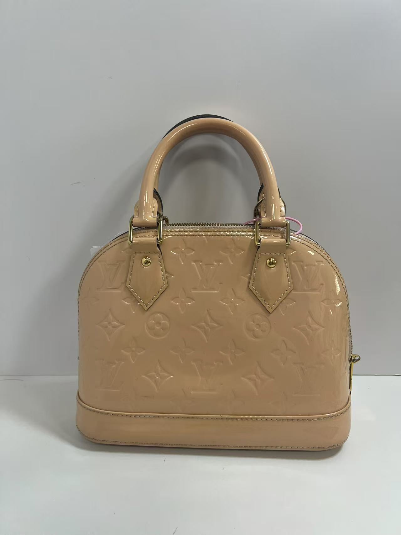 Louis Vuitton Alma BB Rose Ballerine Monogram Vernis Patent Leather Handbag