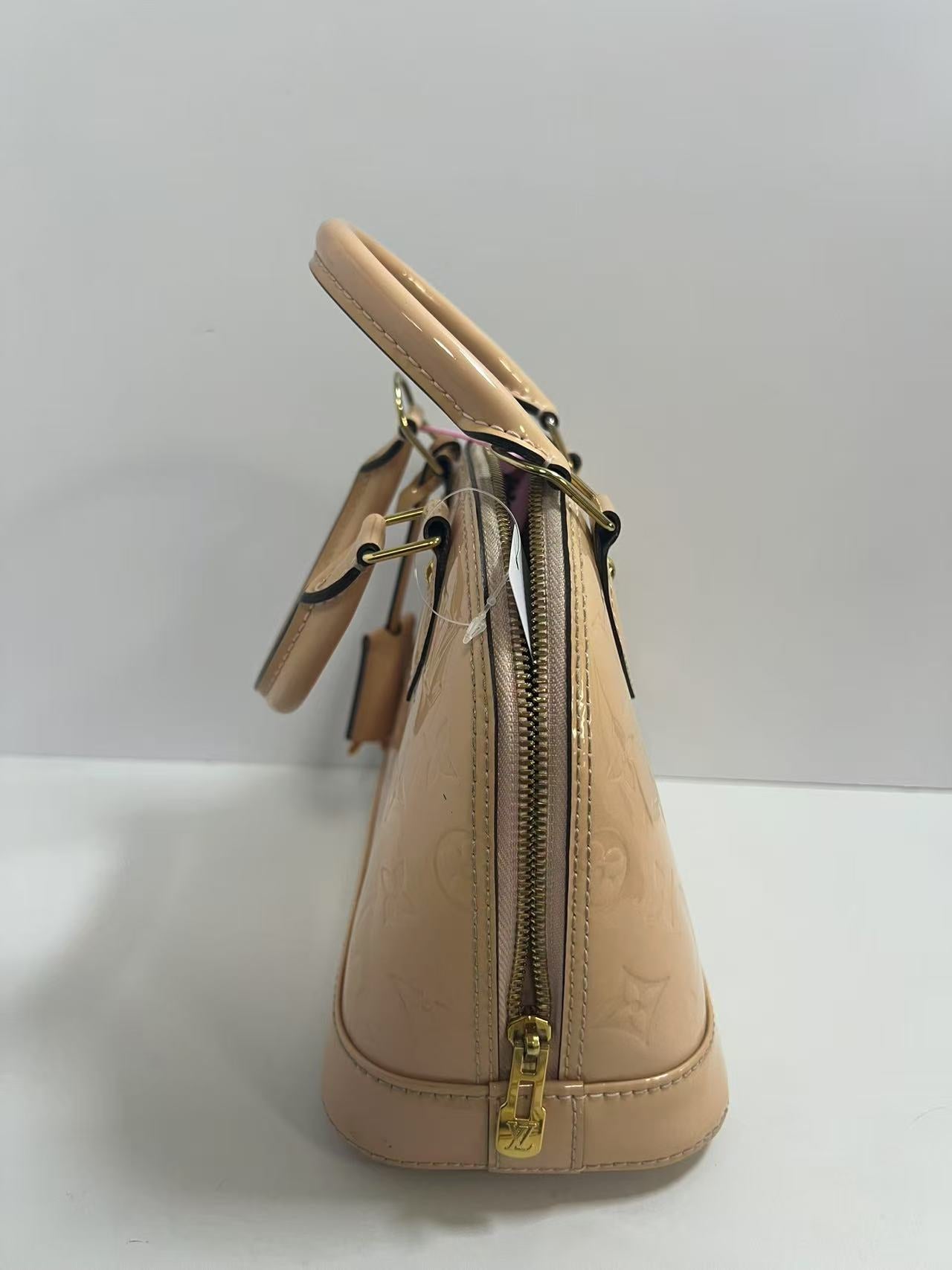 Louis Vuitton Alma BB Rose Ballerine Monogram Vernis Patent Leather Handbag