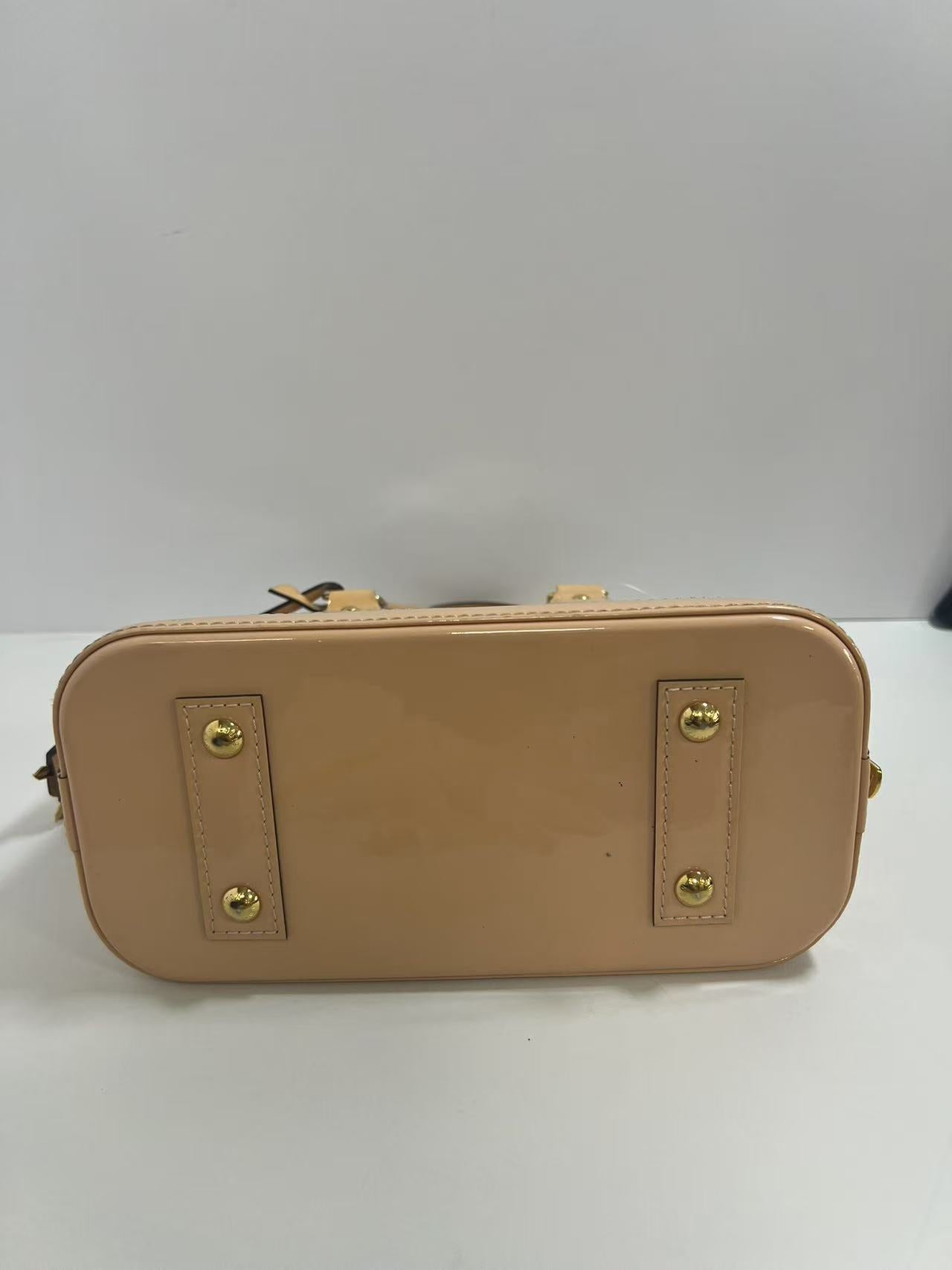 Louis Vuitton Alma BB Rose Ballerine Monogram Vernis Patent Leather Handbag