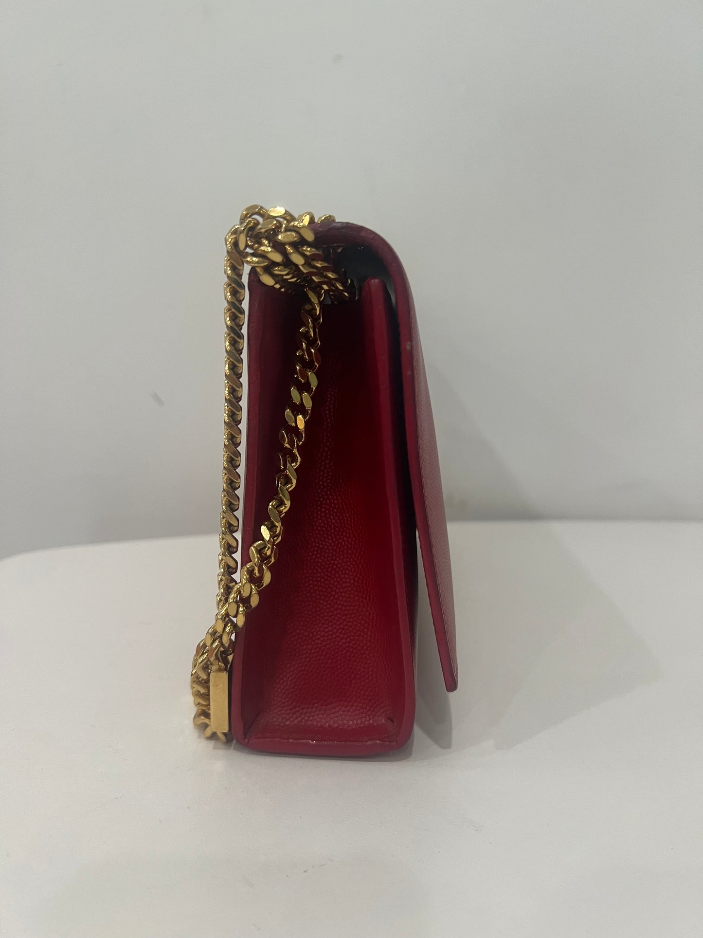 Saint Laurent Kate Medium Red Grain de Poudre Leather Chain Bag