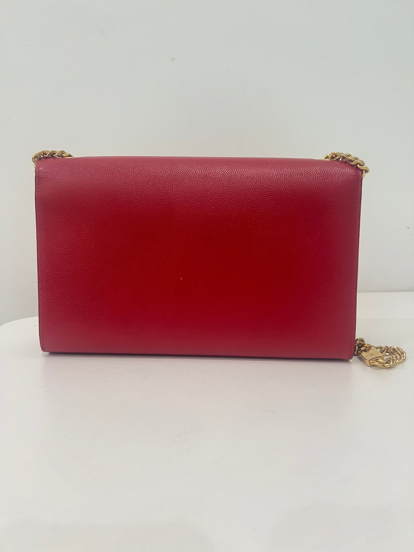 Saint Laurent Kate Medium Red Grain de Poudre Leather Chain Bag