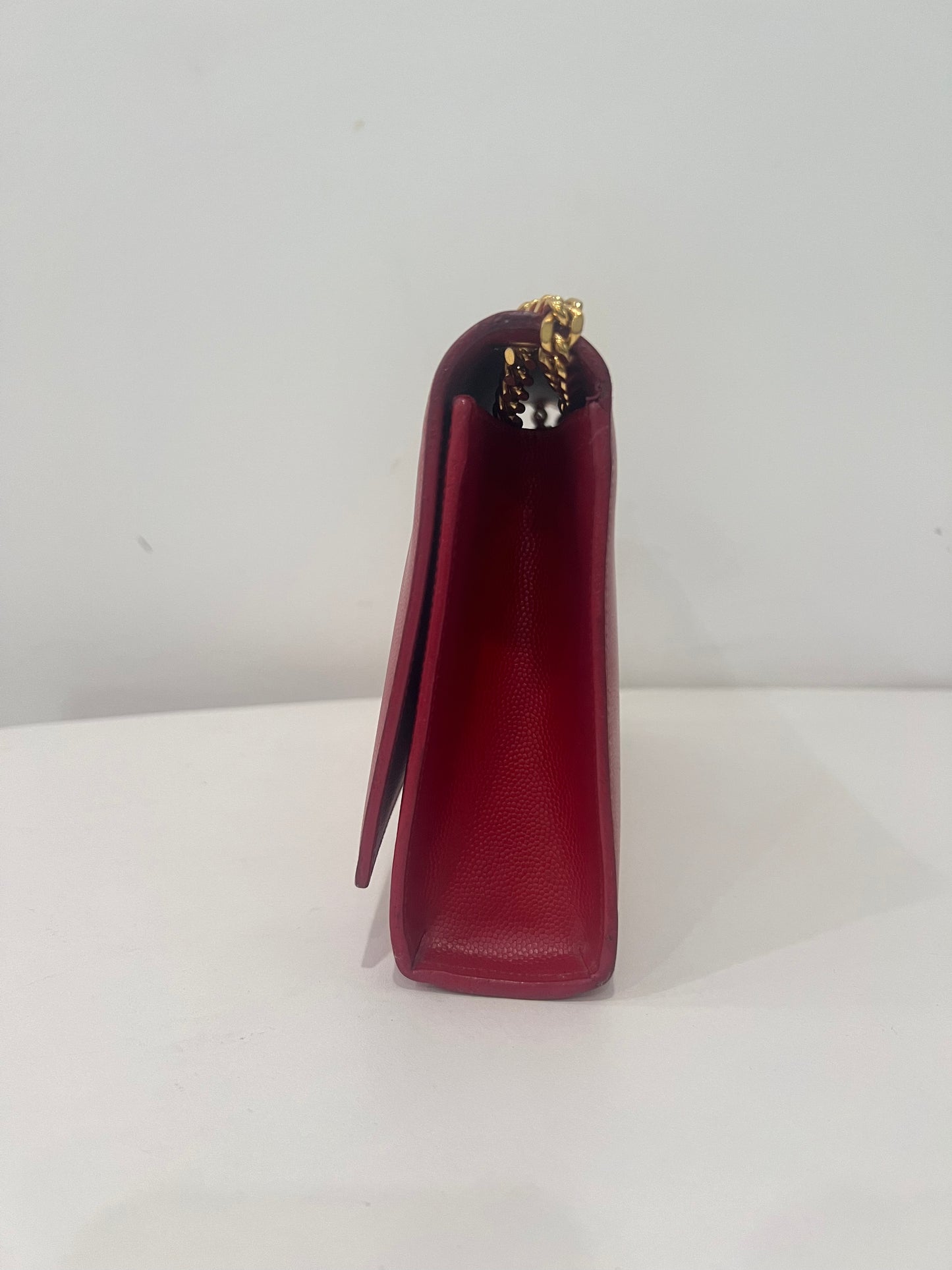 Saint Laurent Kate Medium Red Grain de Poudre Leather Chain Bag