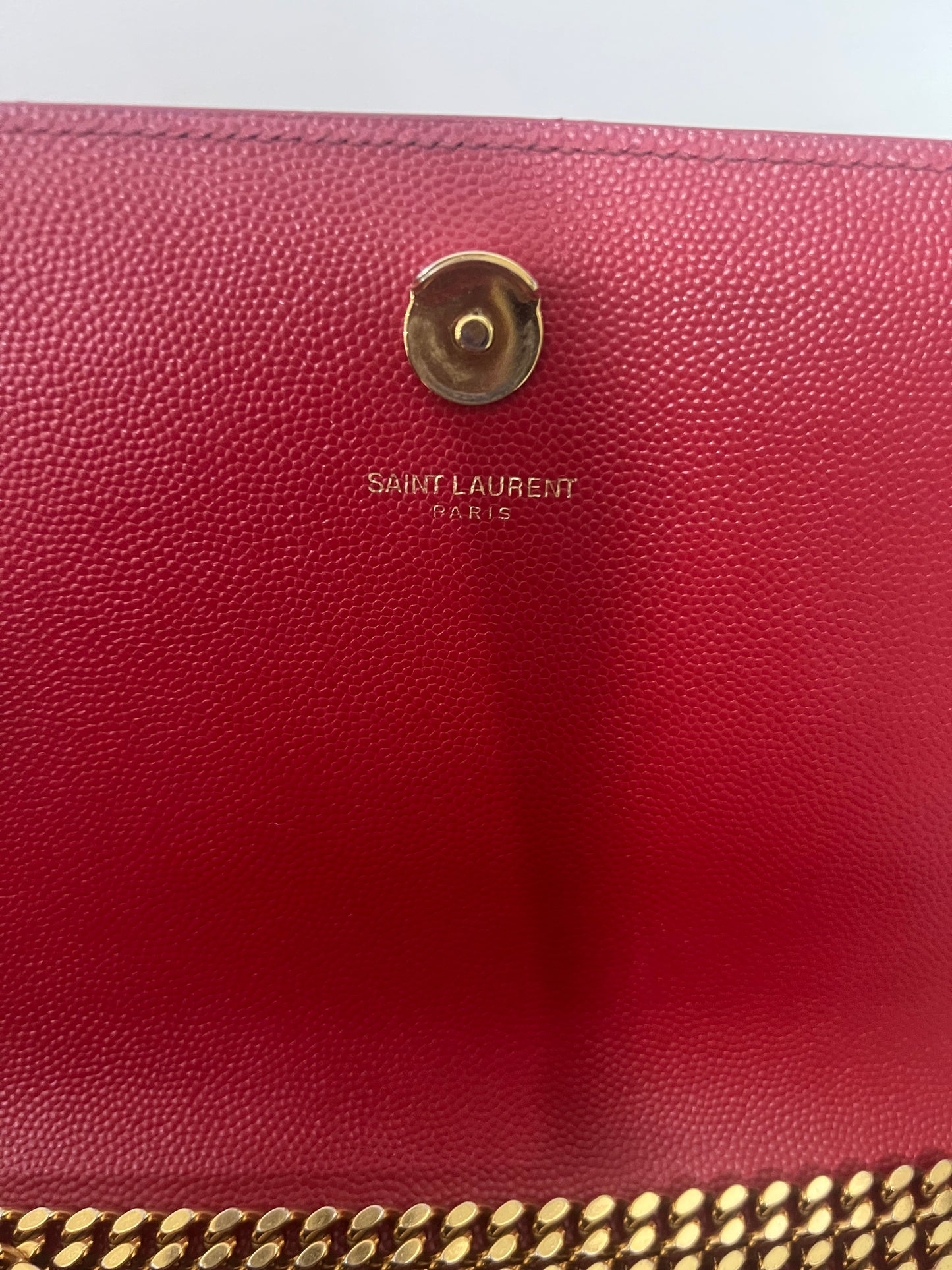 Saint Laurent Kate Medium Red Grain de Poudre Leather Chain Bag