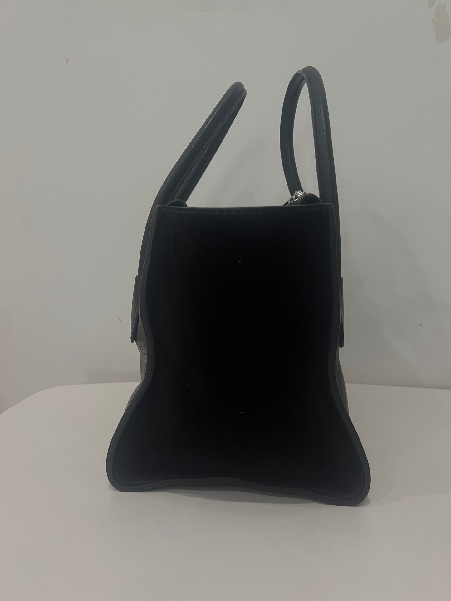 Prada Double Medium Black Leather & Suede Tote Bag