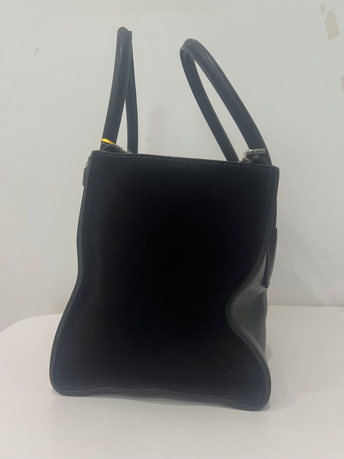 Prada Double Medium Black Leather & Suede Tote Bag
