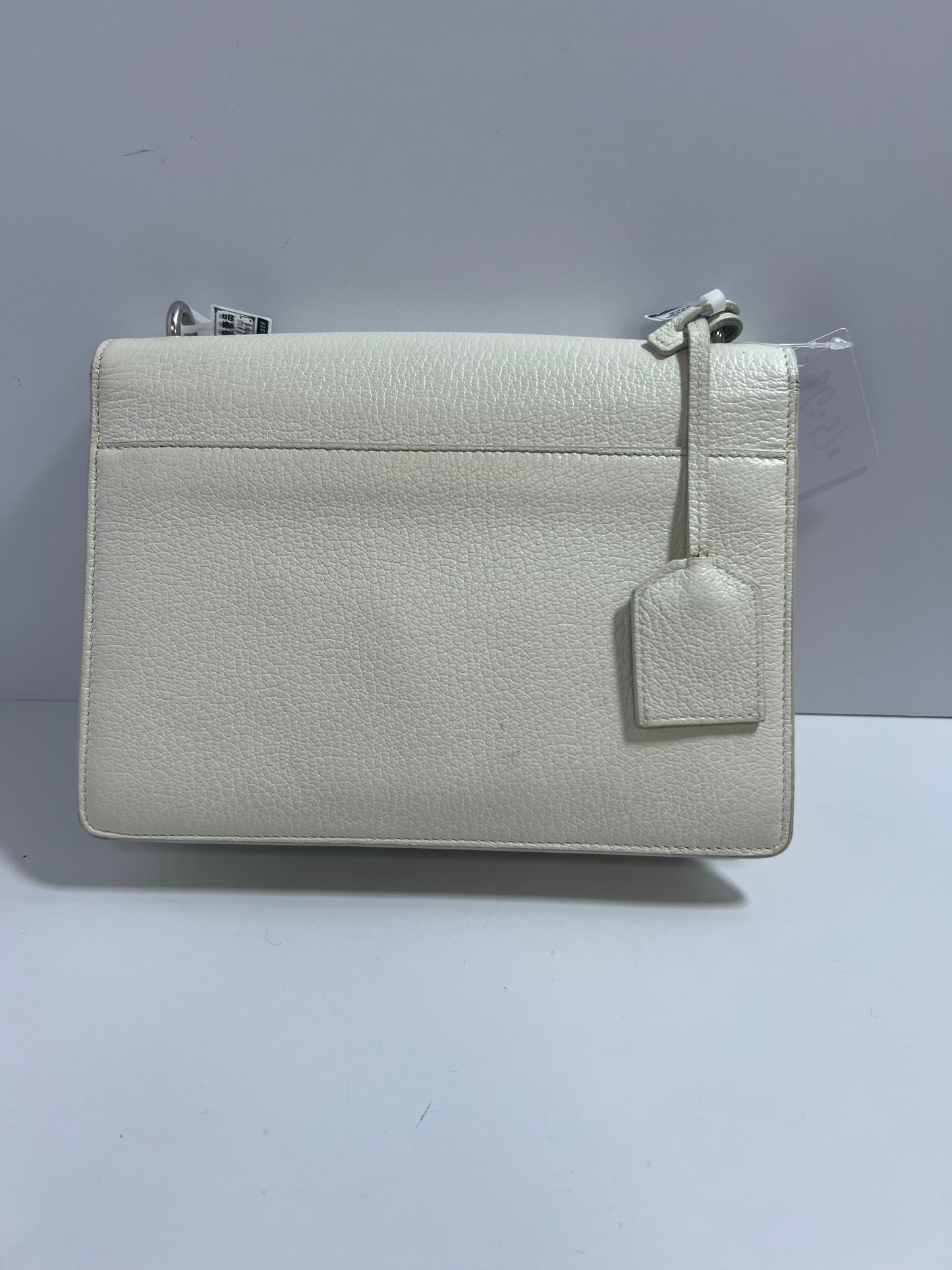 Saint Laurent Sunset Medium White Grain de Poudre Leather Handbag