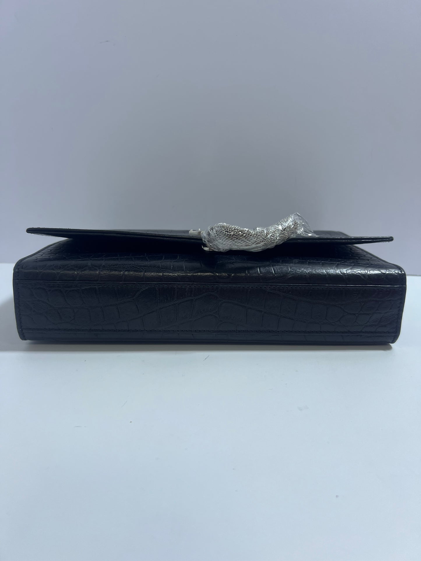 Saint Laurent Kate Medium Black Crocodile-Embossed Leather Chain Bag