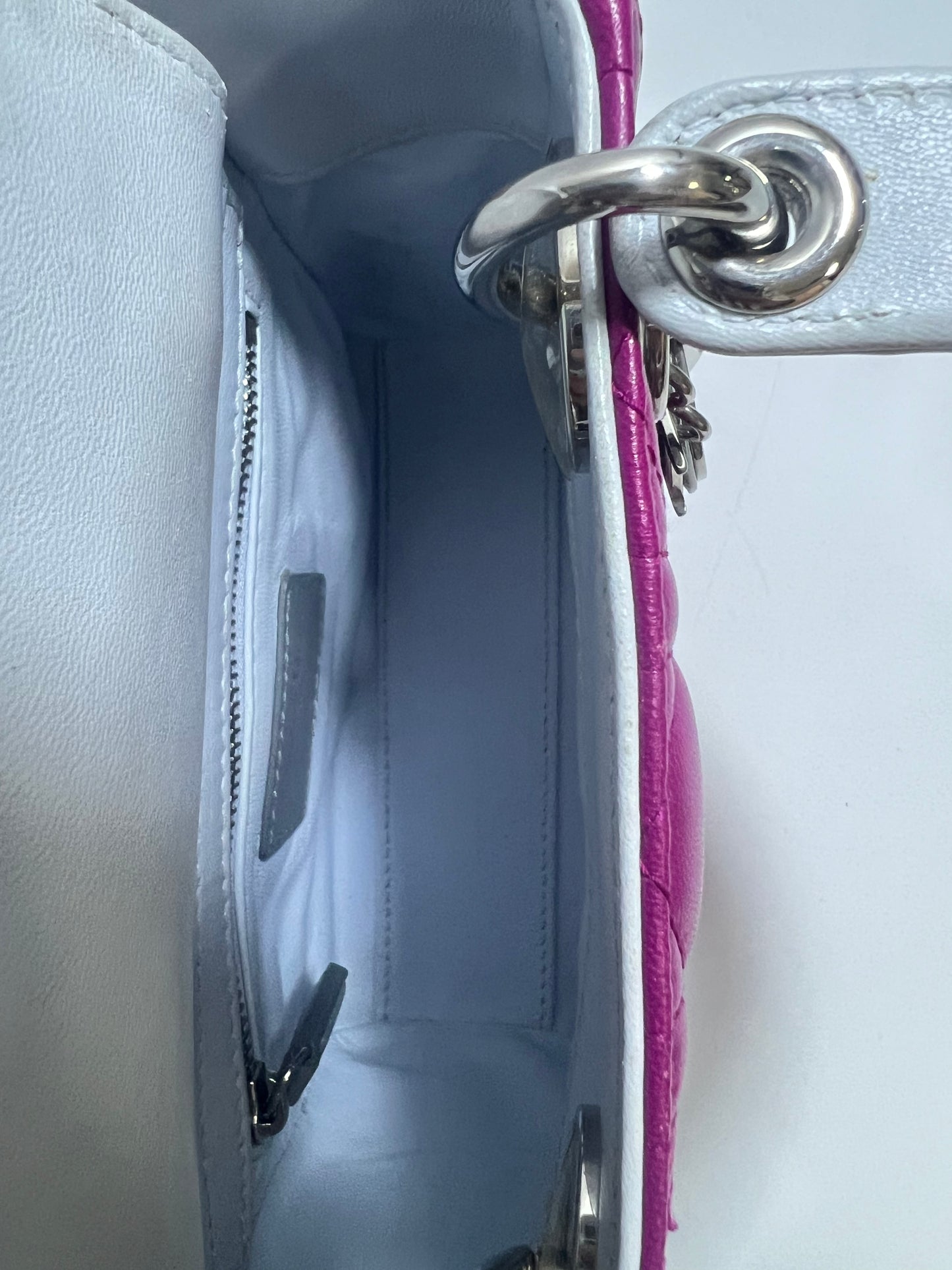 Christian Dior Mini Lady Dior Two-Tone Purple & Gray Quilted Leather Bag