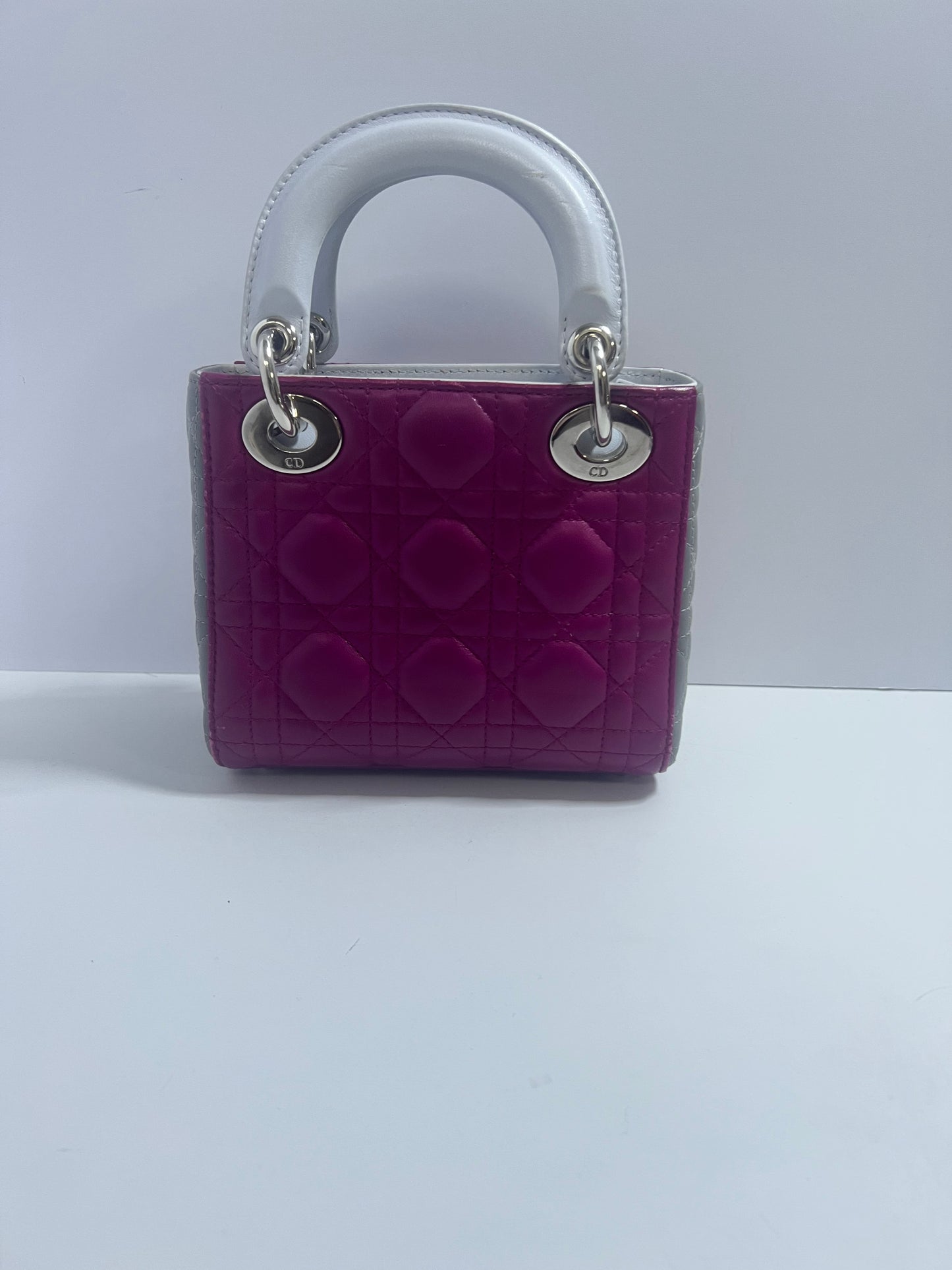 Christian Dior Mini Lady Dior Two-Tone Purple & Gray Quilted Leather Bag